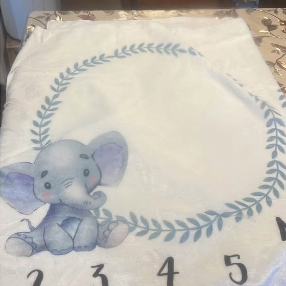 Elephant Nursery Milestone Blanket for Twins - Picture 2 of 4
